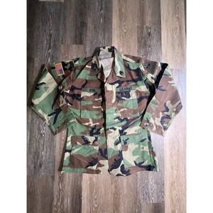 US Army BDU Field Jacket Mens Medium Long Camo Good 101st Airborne Old Ironsides